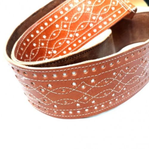 Bandolera  semirrígida para Tamboril de cuero marrón vacuno