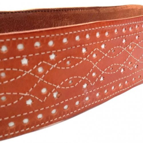 Bandolera  semirrígida para Tamboril de cuero marrón vacuno 2